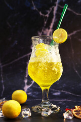 Cool drink and cocktails on table background and space for text 