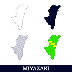 Fototapeta premium Japan State Miyazaki Map with flag vector