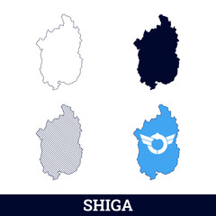 Japan State Shiga Map with flag vector