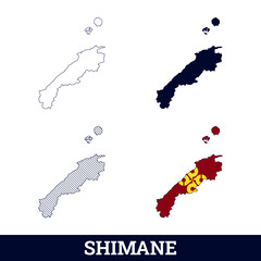 Japan State Shimane Map with flag vector