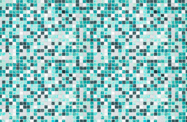 Mosaic wall texture in light blue and turquoise colors