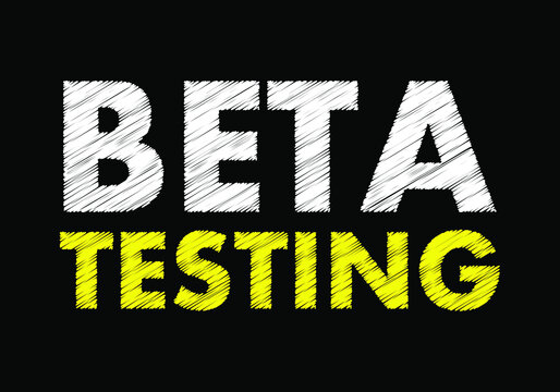 Beta testing writing text on black chalkboard. vector illustration 