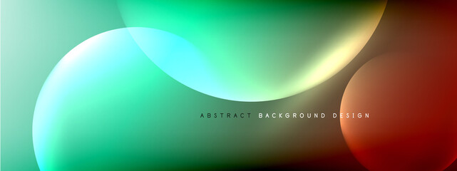 Vector abstract background liquid bubble circles on fluid gradient with shadows and light effects. Shiny design templates for text