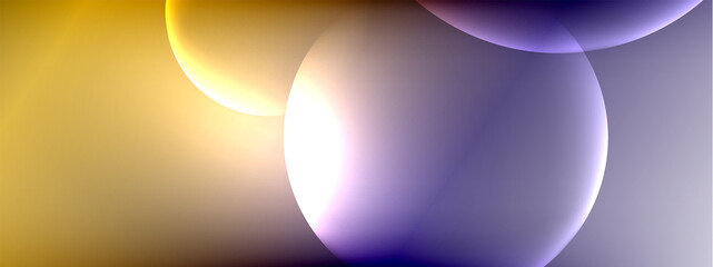 Vector abstract background liquid bubble circles on fluid gradient with shadows and light effects. Shiny design templates for text