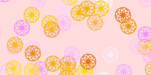 Light Pink, Yellow vector background with bubbles.