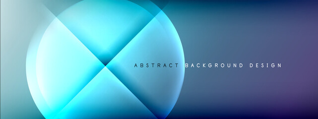 Vector abstract background - circle and cross on fluid gradient with shadows and light effects. Techno or business shiny design templates for text