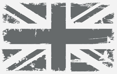 Grunge black and white British flag.