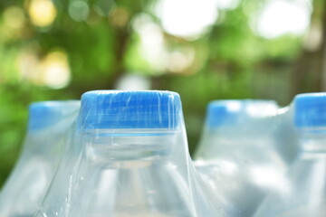  fresh water plastic bottle with blue cap in clear packaging
