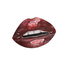 Red lips isolated on white background