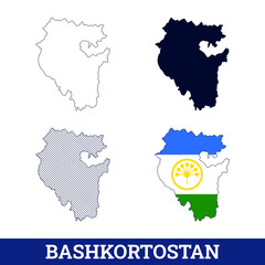 Russian State Bashkortostan Map with flag vector