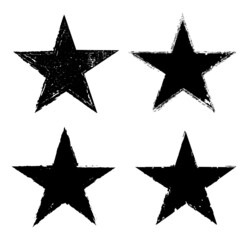 Set of black grunge stars