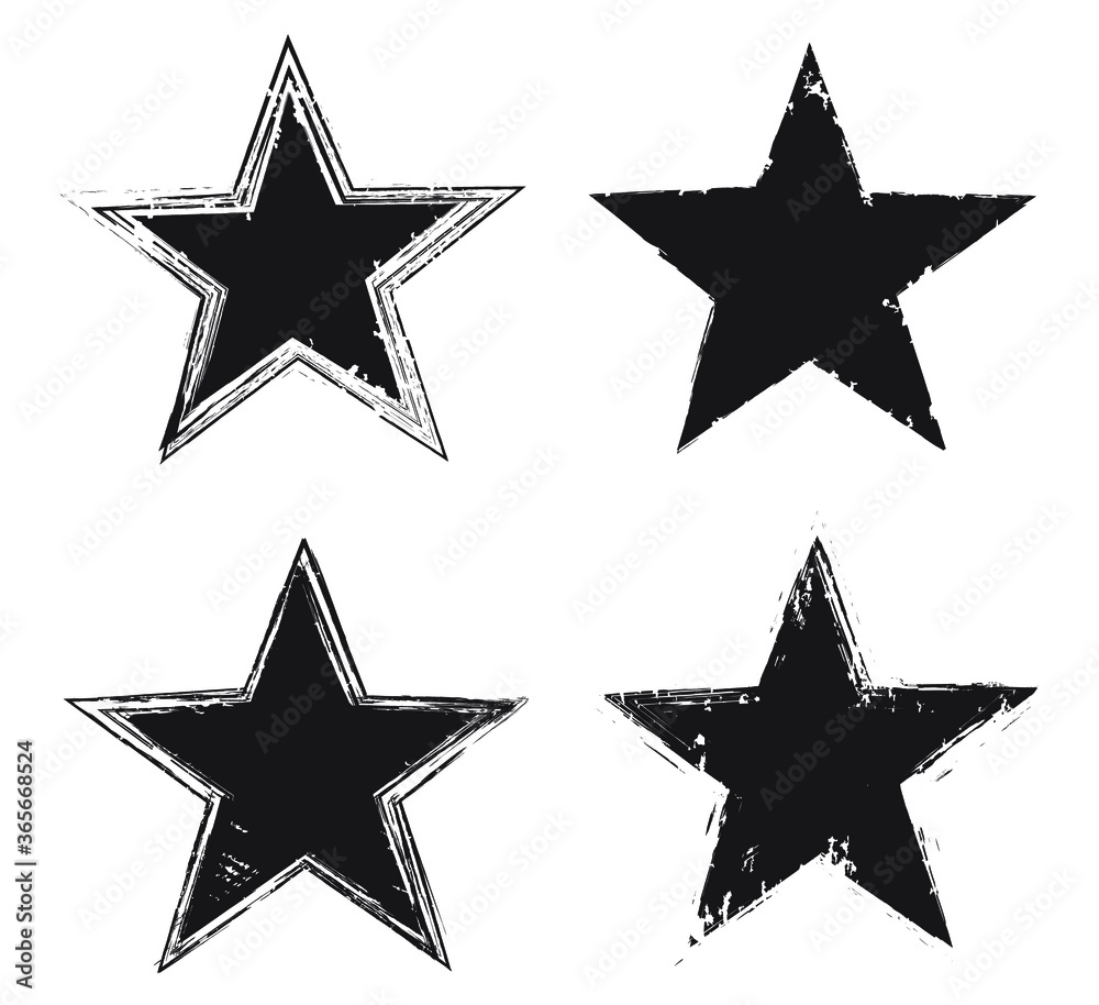 Wall mural set of grunge star icons.