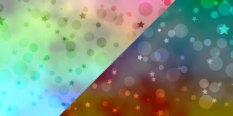 Vector pattern with circles, stars. Abstract illustration with colorful shapes of circles, stars. Pattern for trendy fabric, wallpapers.