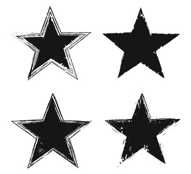 Set of grunge star icons.