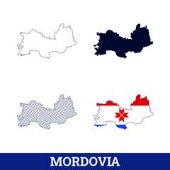 Russian State Mordovia Map with flag vector