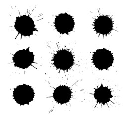 Set of black ink blots