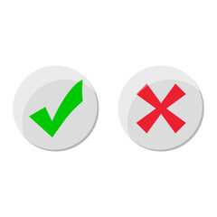 Tick and cross icon, yes and no badge