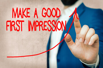 Word writing text Make A Good First Impression. Business photo showcasing Introduce yourself in a...