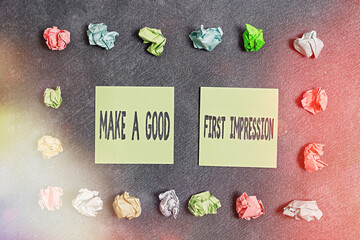 Conceptual hand writing showing Make A Good First Impression. Concept meaning Introduce yourself in...