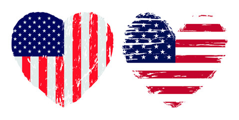 Heart with United States of America flag