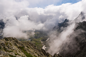 beautiful view above cloudscape and mountains, slovakia tatras