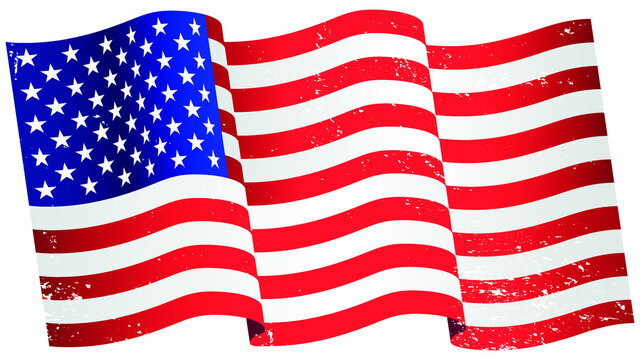 Waving vintage American flag.