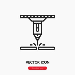 laser cutting icon vector. Linear style sign for mobile concept and web design. laser cutting symbol illustration. Pixel vector graphics - Vector.	