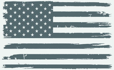 Grunge black and white American flag.