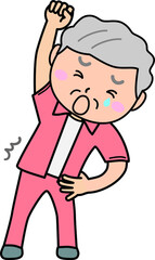 おばあさん02_01（体操をして腰を痛めてしまったおばあさん）