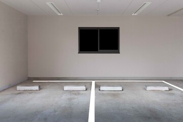 Empty space car park interior at office building
