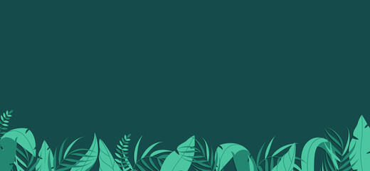 Background with jungle leaves on a green background with place for text