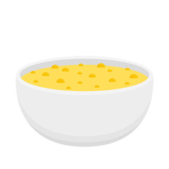 Corn soup vector. Corn soup in bowl.