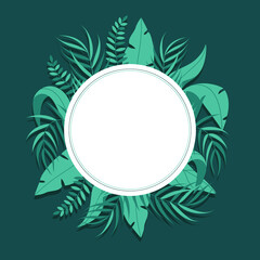 Invitation with green leaf pattern on green background. Green leaf texture