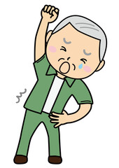 おじいさんポーズ01_05（体操をして腰を痛めたおじいさん）
