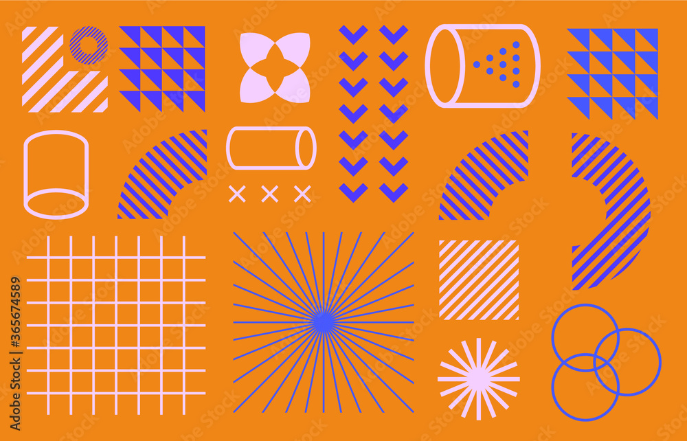 Poster minimal artwork with shapes and figures. neo-memphis mid century modern composition of simple bold f