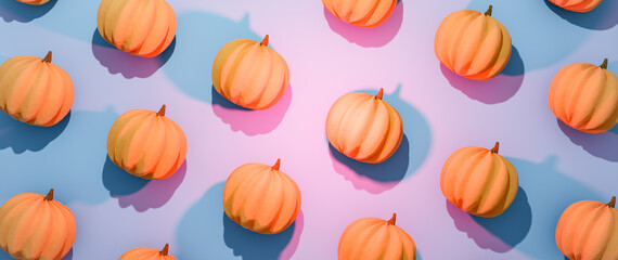 Halloween pumpkins flat lay composition