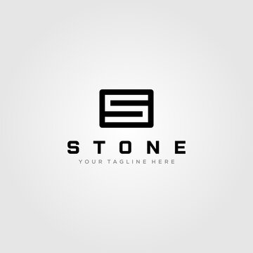letter s stone square logo minimalist vector illustration design