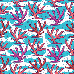 Beautiful Coral Seamless Surface Pattern Design
