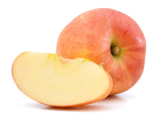 One red apple and slice isolated on a white background
