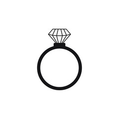 Wedding Ring With Diamond icon vector