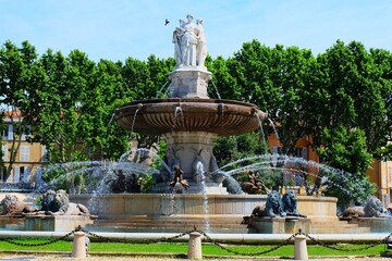 The Fontaine de la Rotonde fountain in Aix en Provence, France