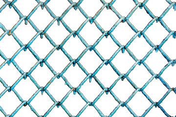 Fototapeta premium Isolate of an old metal mesh on a white background. Blank for design layout.