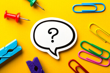 Question Mark Speech Bubble Isolated On Yellow Background