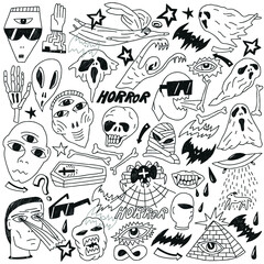 Halloween , evil , monsters doodles