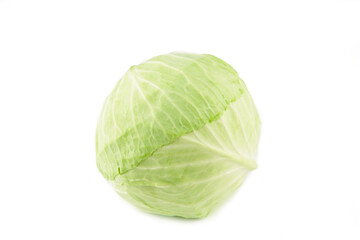 Green cabbage isolated on white background, cutout