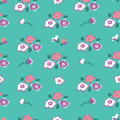 Floral seamless pattern on light green background 