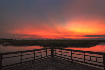 sunset over the lake
