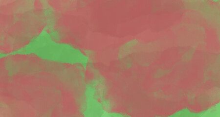 Horizontal ink texture paper background from red to green watercolor background, ink digital technique. Bright and dark red to green water watercolour textured concept.