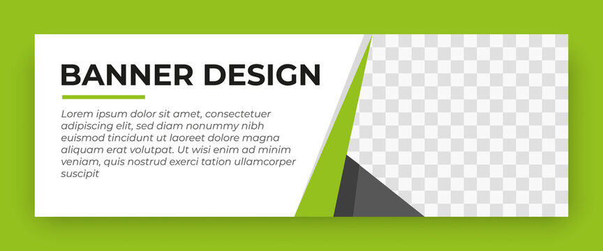 Creative Web Banner Template . Standard Size With A Place For Photos. Banner Templates Design With Green Color . Vector Illustration