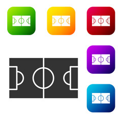Black Football or soccer field icon isolated on white background. Set icons in color square buttons. Vector Illustration.